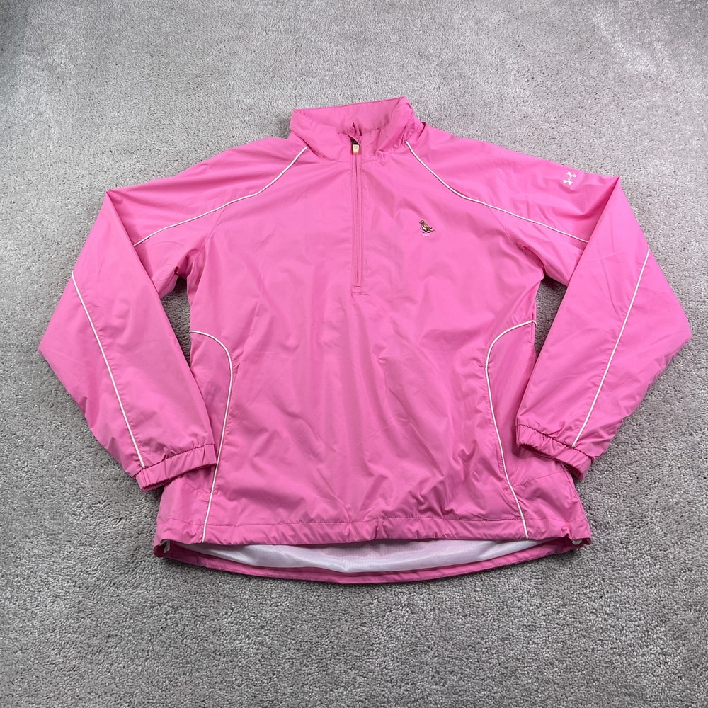 Under Armour Jacket Women Medium Pink Half Zip Pullover Golf Windbreaker